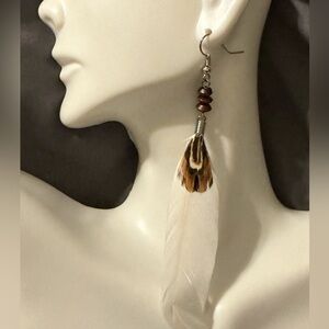 Genuine  Feather Drop Earrings